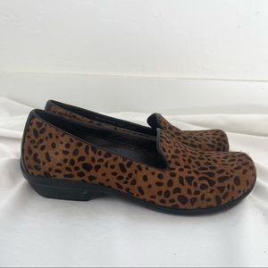 Dansko Olivia Calf Hair Leopard Cheetah Brown Slip On Flats or Loafers Size 36